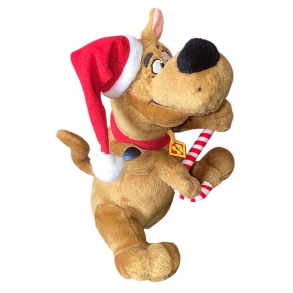 Gemmy Scooby Doo with Santa Hat Candy Cane Singing Dancing Plush 8.5" Working - Picture 1 of 12